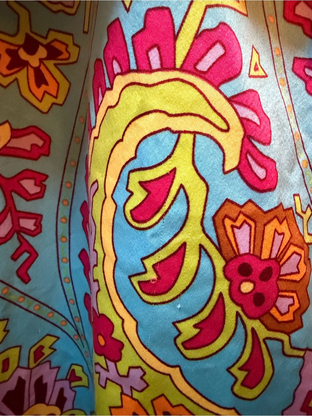 Nick & Nora Sleepwear Paisley Satin Pajama Set Blue Multicolor Small Y2K - Picture 9 of 11